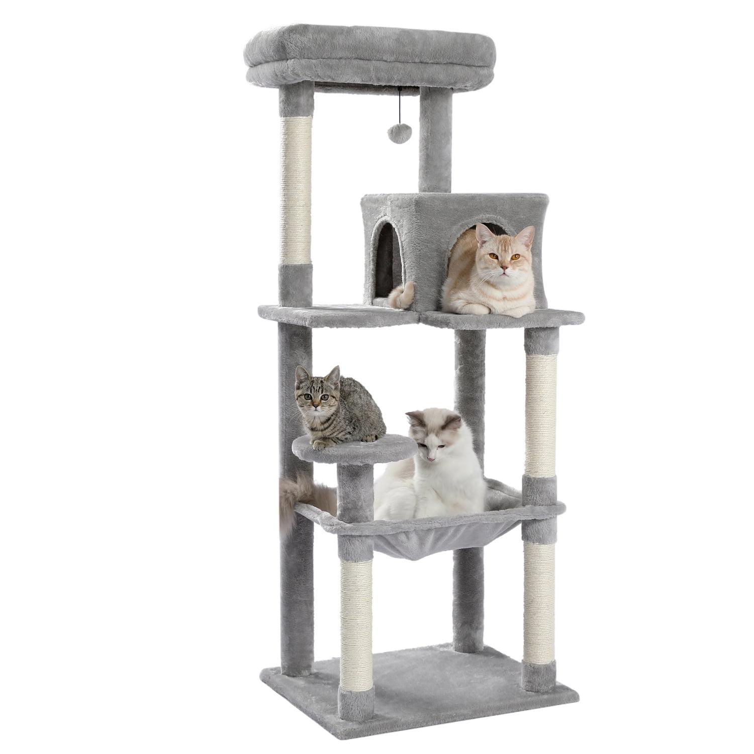 56.3" Indoor Multi-Level Tall Cat Tower With Large Hammock, Scratching Posts, Cozy Condo And Top Perch