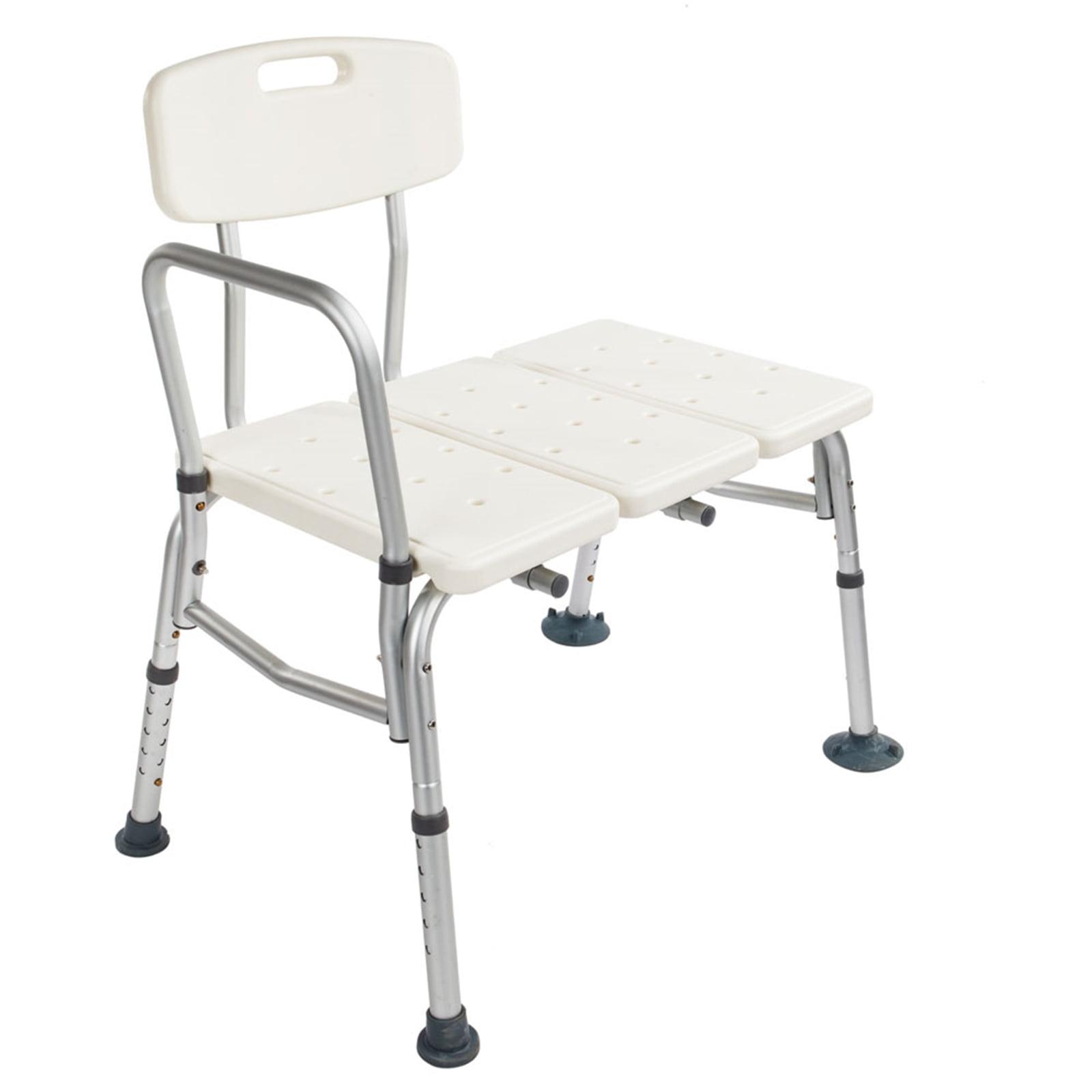 Medical Tub Transfer Bench for Bathtub, Height Adjustable Shower Bench with Backrest, Bath Chair for Elderly, Seniors, Arm Support for Transfer, 330 Weight Cap, Creamy White