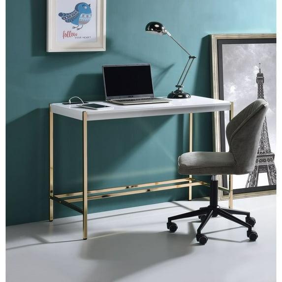 42" Midriaks Writing Desk White/Gold Finish - Acme Furniture
