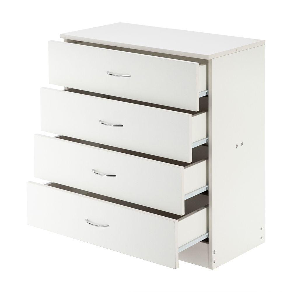 White MDF 4-Drawer Dresser with USB Ports and Sockets