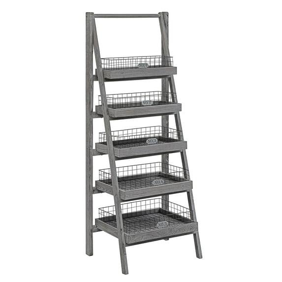 Hastings 5 Tier Charcoal Grey Angled Etagere with Removable Metal Baskets