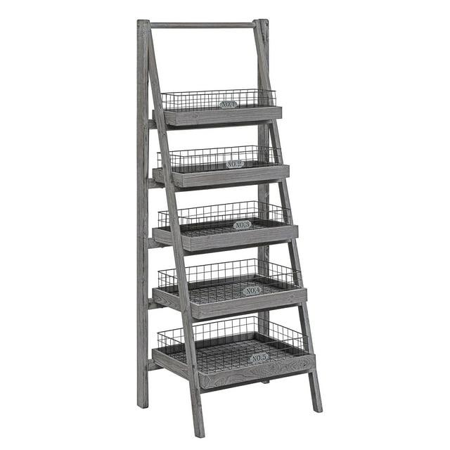 Hastings 5 Tier Charcoal Grey Angled Etagere with Removable Metal Baskets