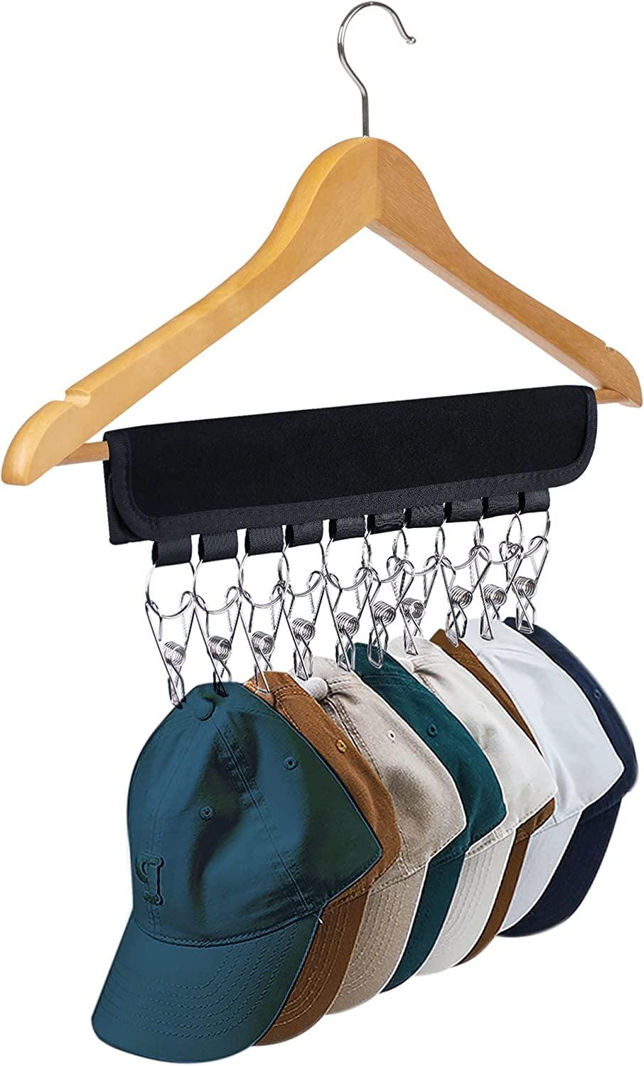 Black Stainless Steel Adjustable Hat Rack with Clips, 2-Pack