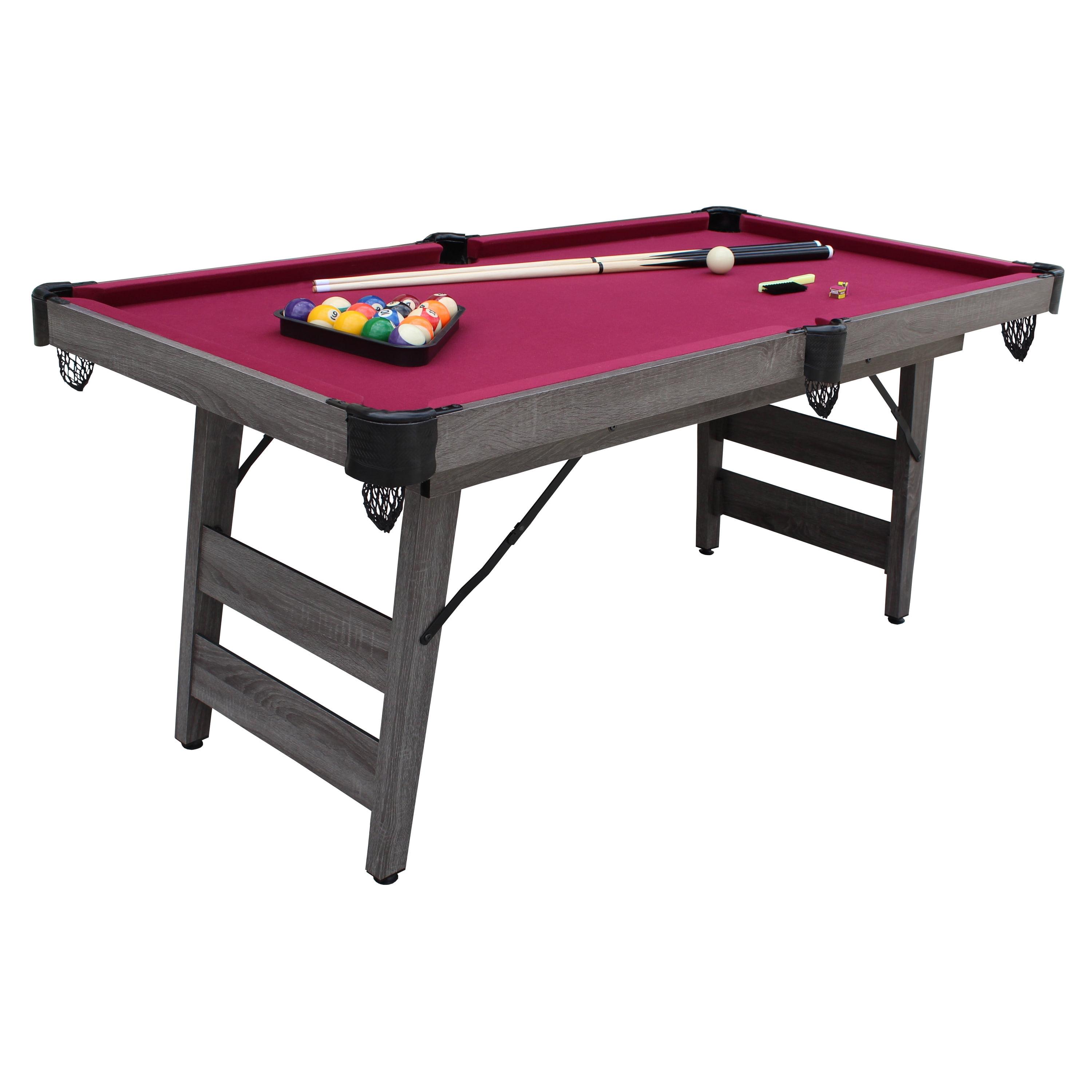 Pendleton 6-Foot Driftwood Portable Pool Table with Burgundy Felt