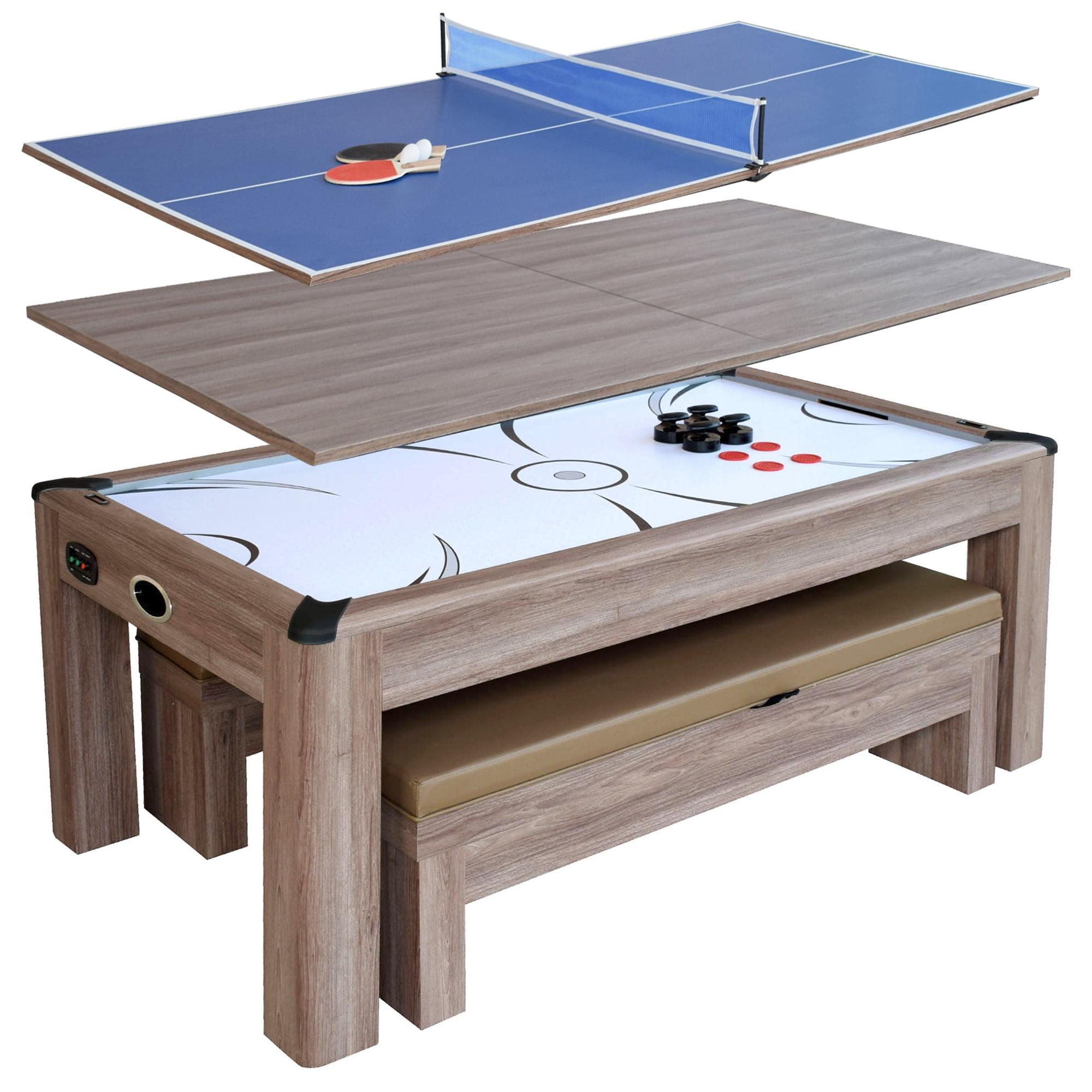 Driftwood 84" 3-in-1 Air Hockey, Ping Pong & Dining Combo Set