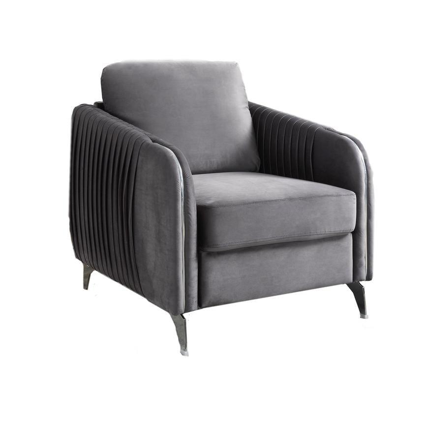 Hathaway 34" Gray Velvet Modern Chic Accent Armchair