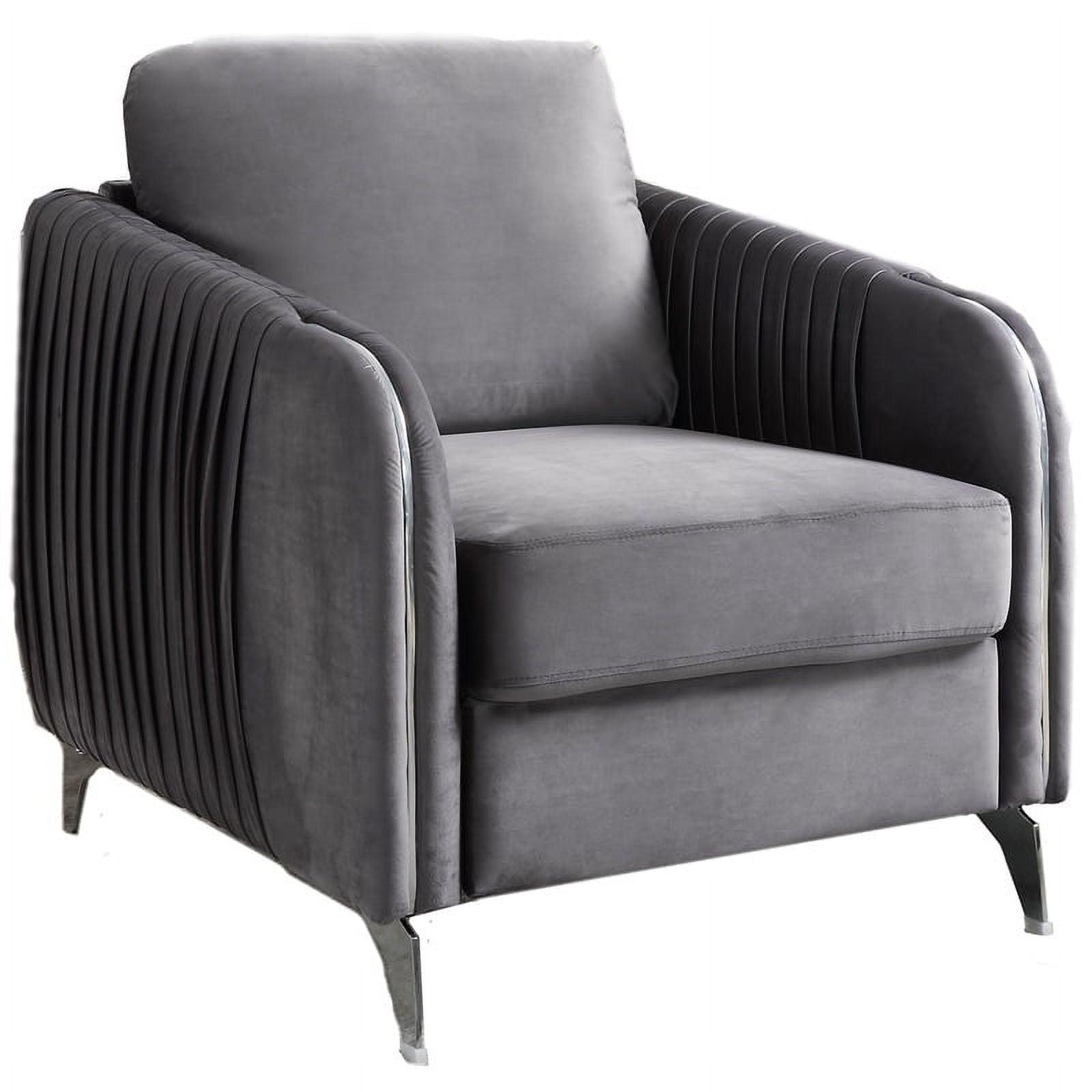 Hathaway 34" Gray Velvet Modern Chic Accent Armchair