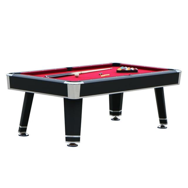 Hathaway Games Hathaway Jupiter 7 Ft Heavy Duty Pool Table – Includes Cue Sticks, Billiard Balls, Brush – Modern Look for Family Billiards Games Room – Red Felt with Black Finish