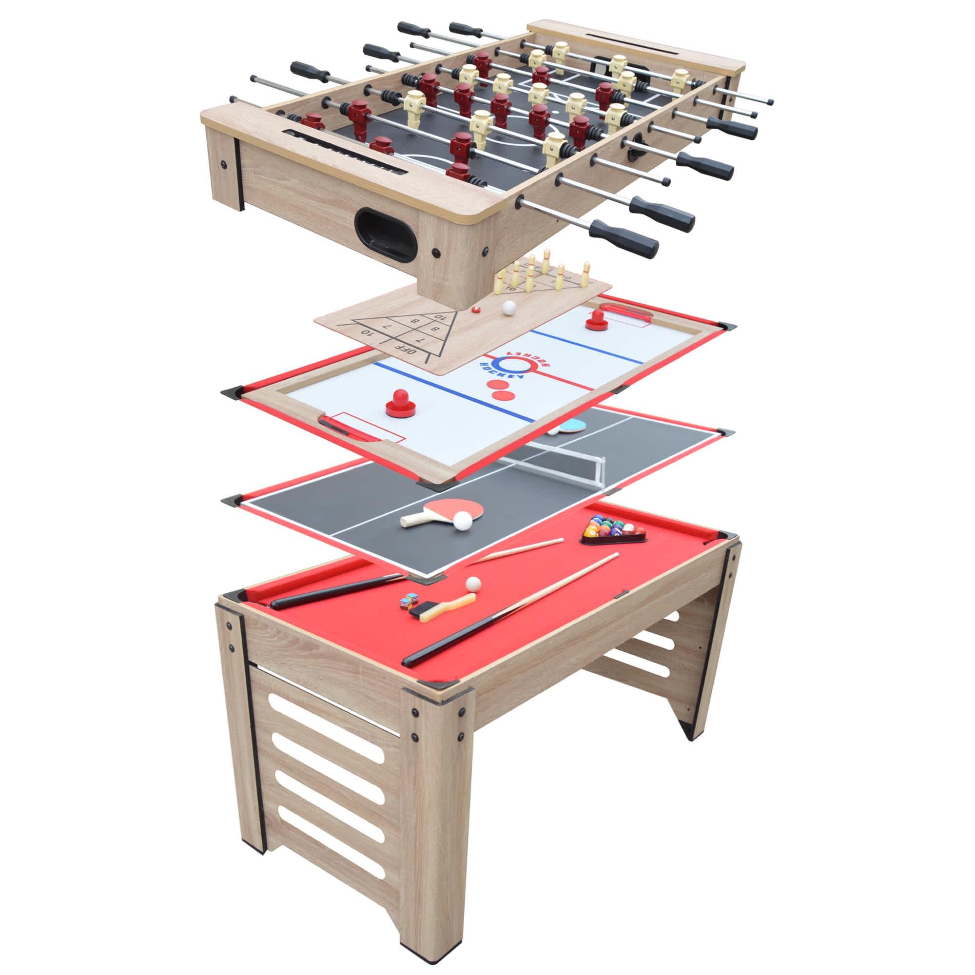 Madison 54-Inch Driftwood 6-in-1 Multi-Game Table