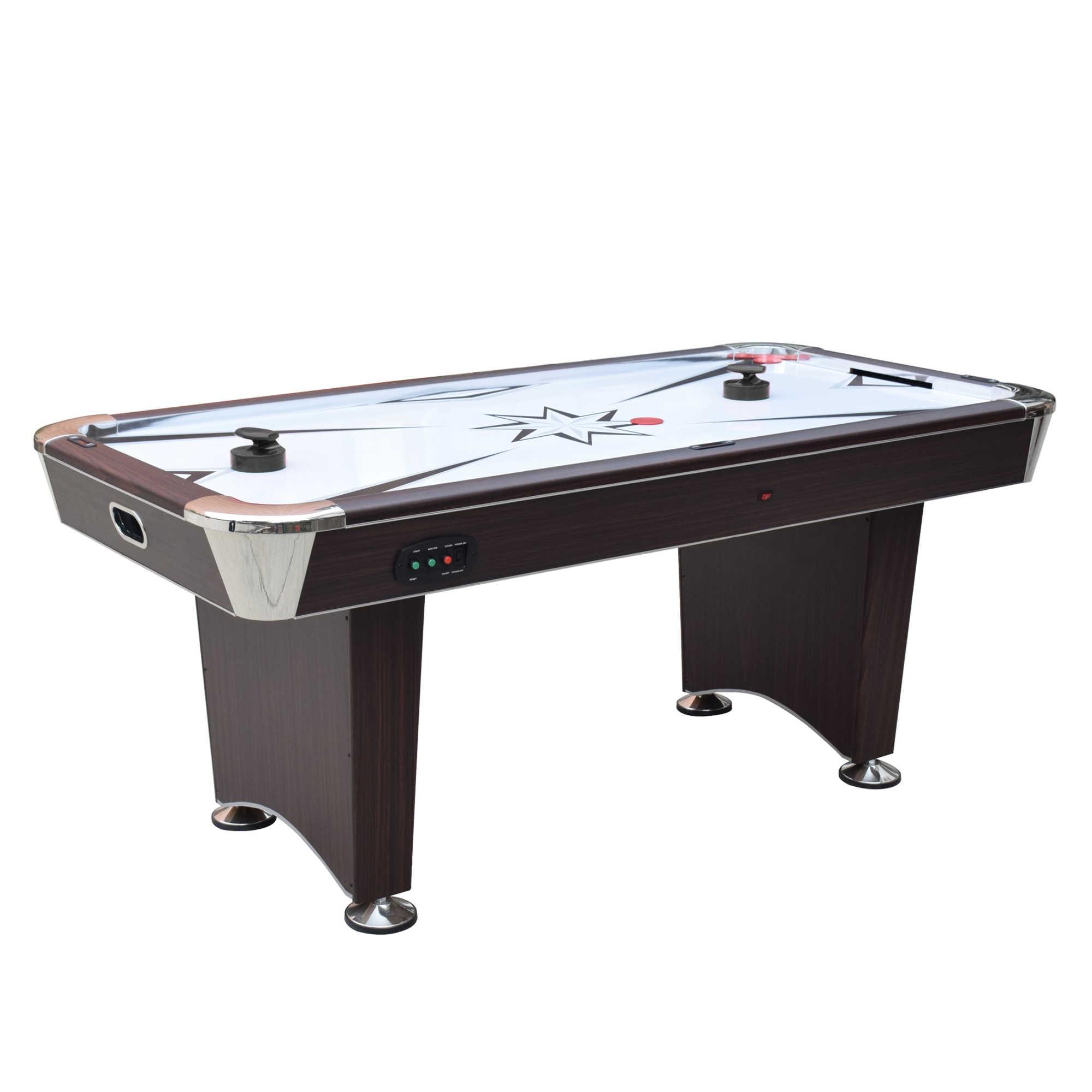 Hathaway Midtown II 6 Ft Air Hockey Table for Family Game Room - With LED Scoring, High-Powered Blower, Pedestal Legs, Strikers & Pucks - Dark Cherry Finish