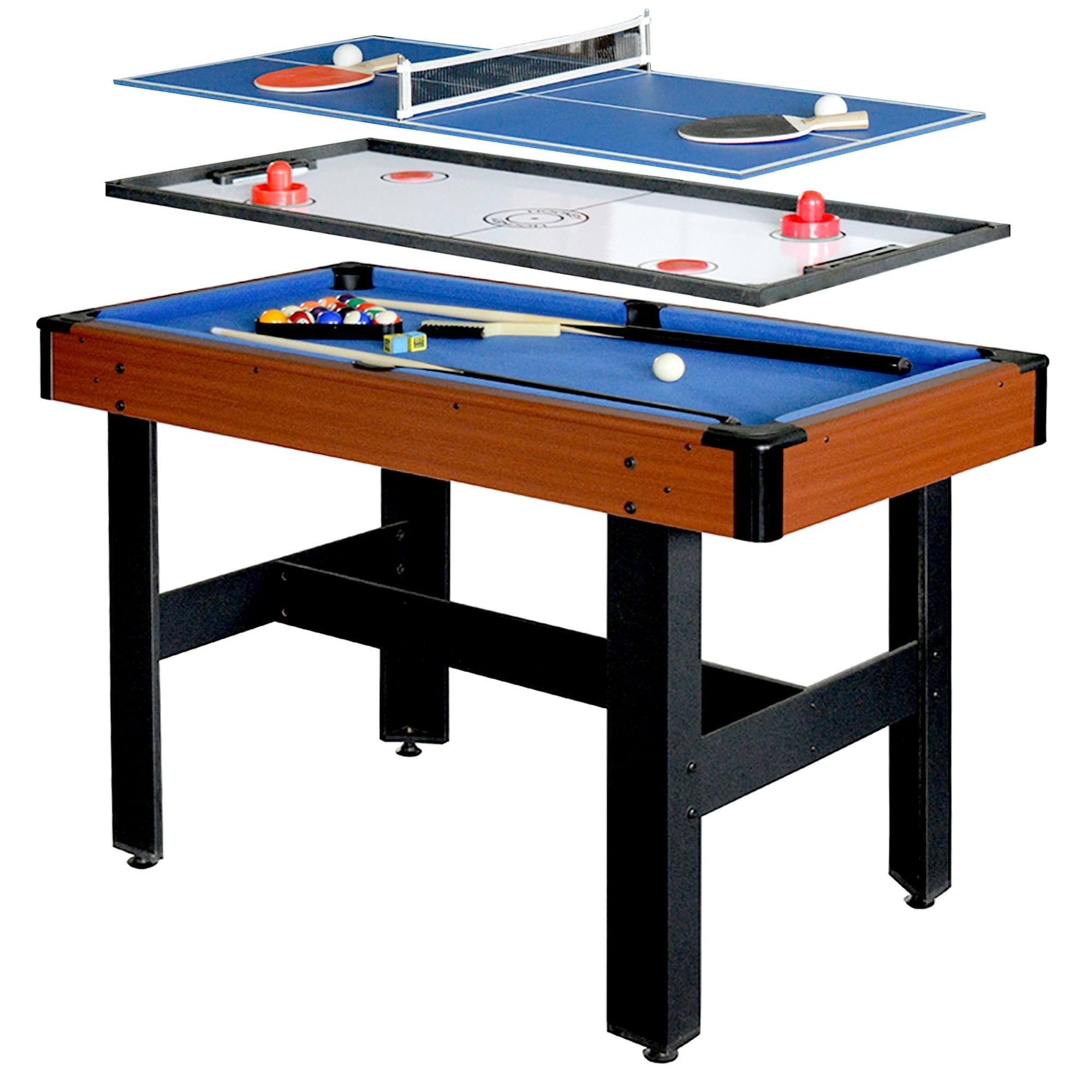 Triad Compact 48" Blue Multi-Game Table with Billiards, Hockey, and Table Tennis