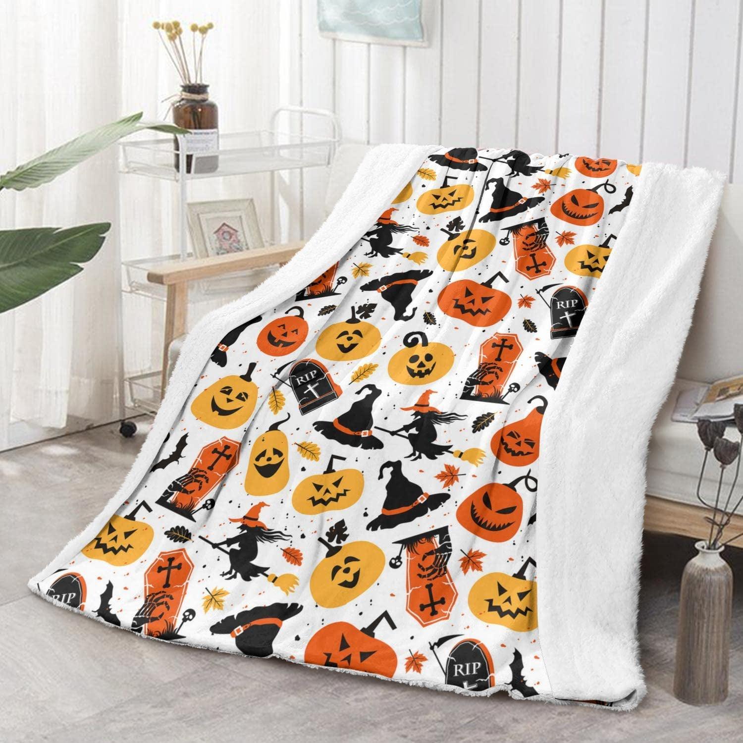 Halloween Pumpkin Cats Soft Fleece Throw Blanket 50 x 60 inches