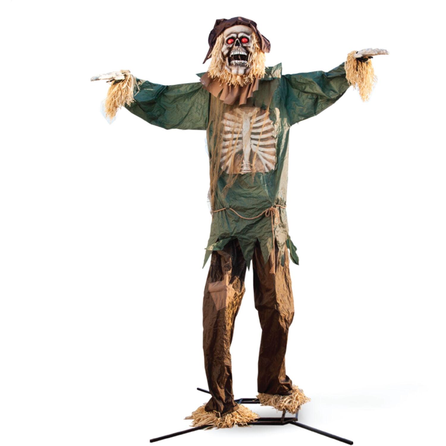 Haunted Hill Farm Haunted Hill Farm 15-ft. Animatronic Scarecrow for covered outdoor Halloween decoration