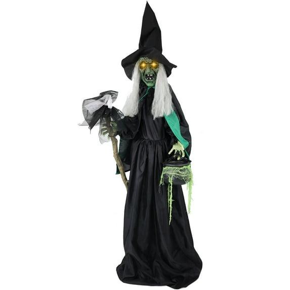 Haunted Hill Farm Lifesize Witch Prop with Lights and Sound, Indoor/Covered Outdoor Halloween Decoration