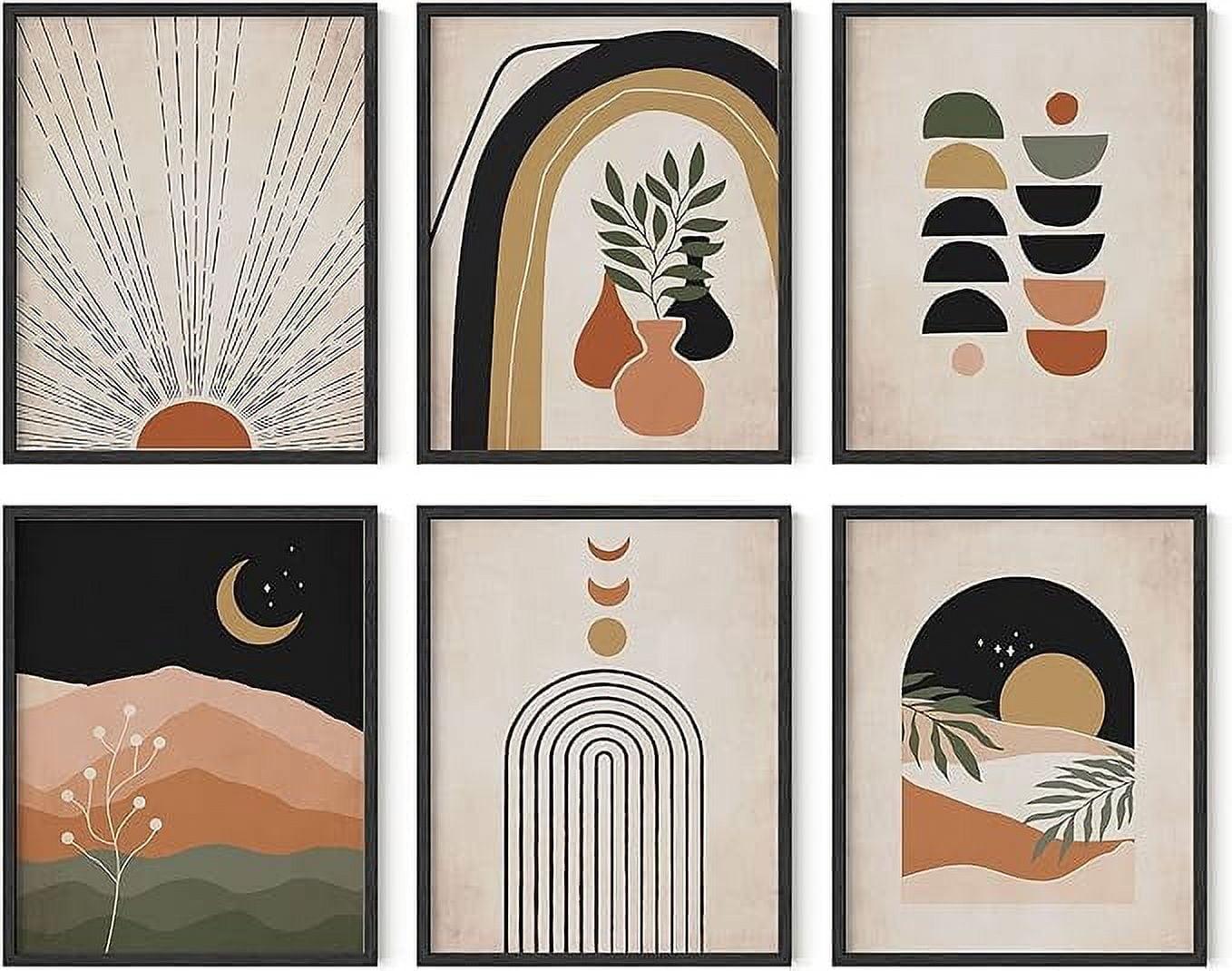 Mid Century Modern Terracotta Abstract Boho Poster Set, 8x10 Unframed