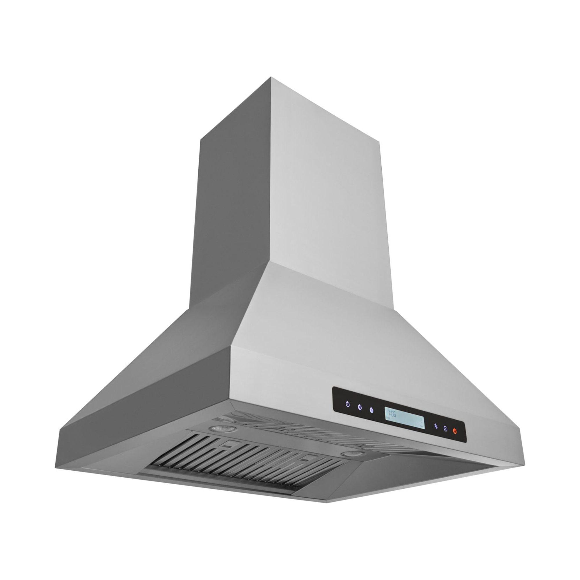 30" Stainless Steel Convertible Island Range Hood with Charcoal Filter