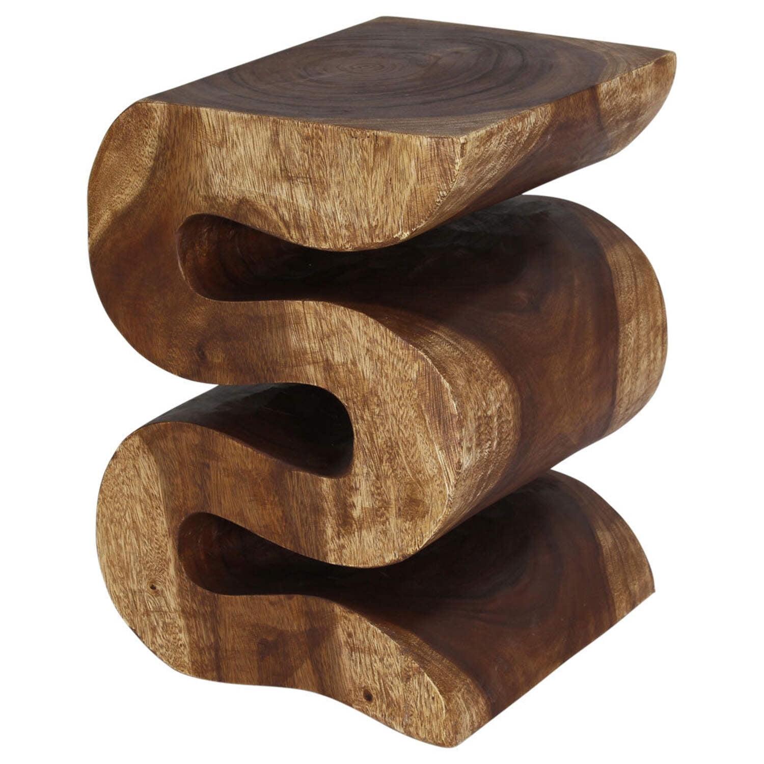 Haussmann® Wood BIG Wave Verve Accent Snake Table 14 x 14 x 20 in H Walnut Oil