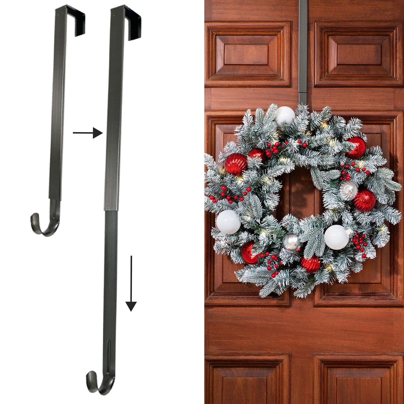 Elegant Adjustable Brushed Nickel Wreath Hanger with Protective Felt Pads