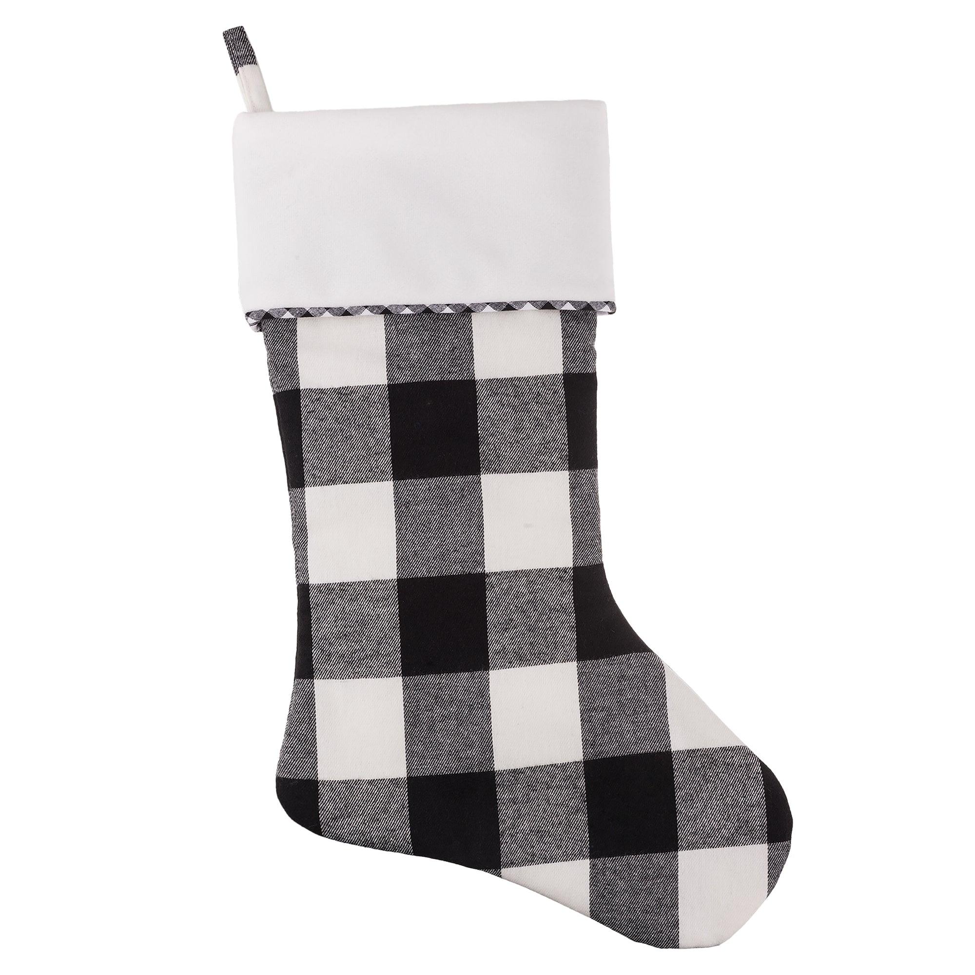 20in Black and White Buffalo Check HangRight Christmas Stocking