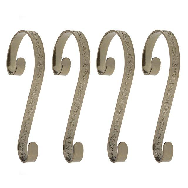 Haute Decor Stocking Scrolls Embossed Holly Stocking Holder (Set of 4)