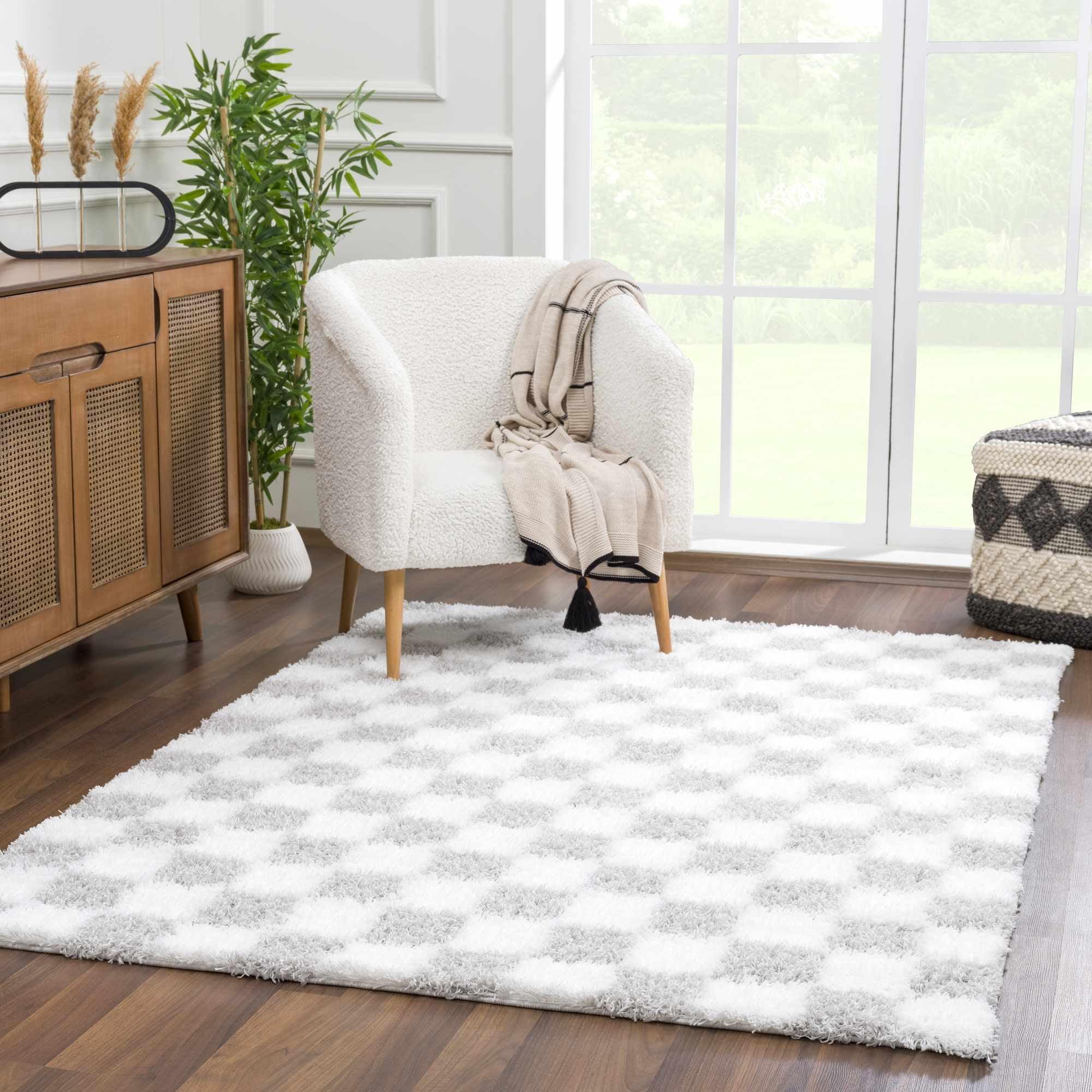 Hauteloom Atira Black & White Checkered Area Rug