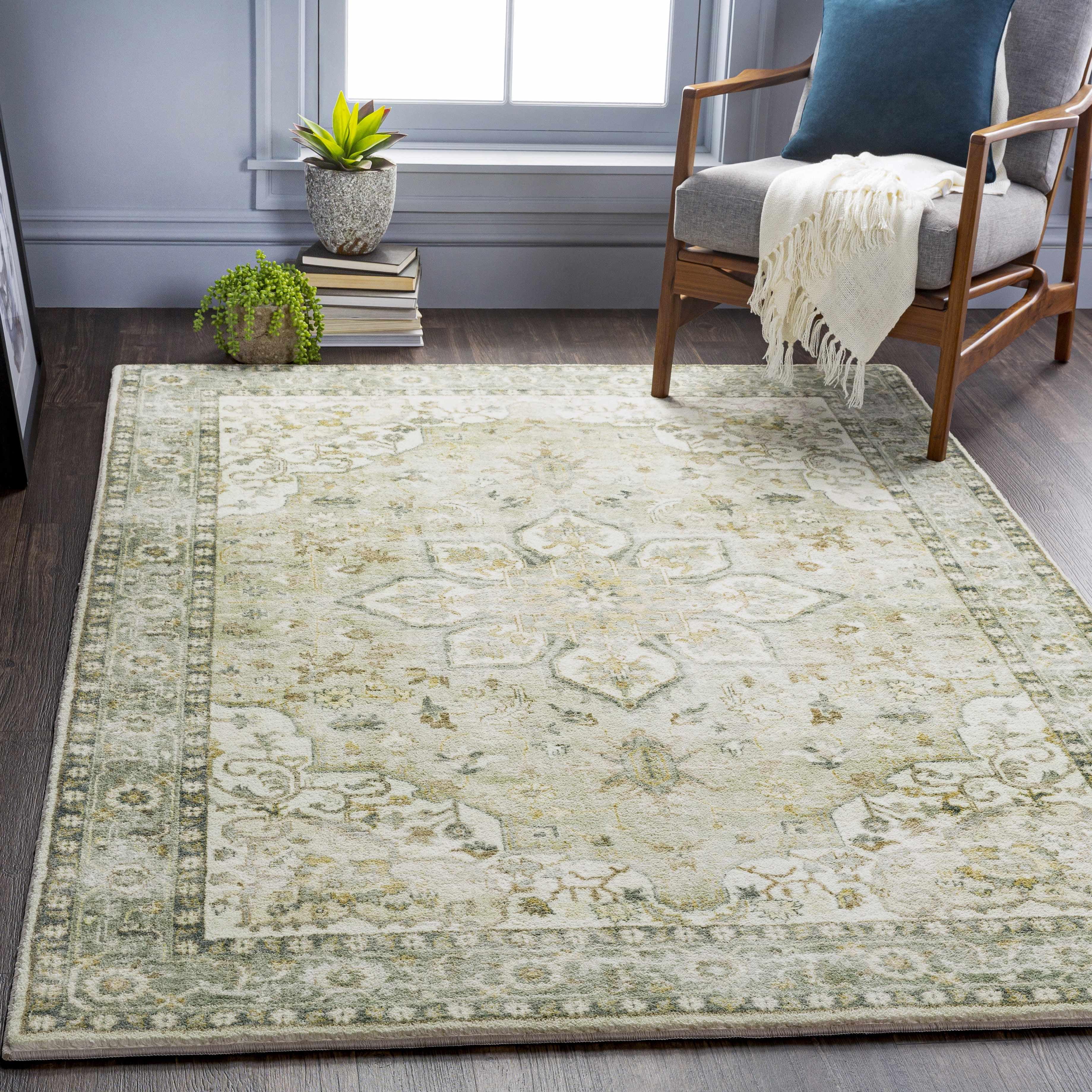 Hauteloom Crondall Gray and Cream Polyester Traditional Area Rug