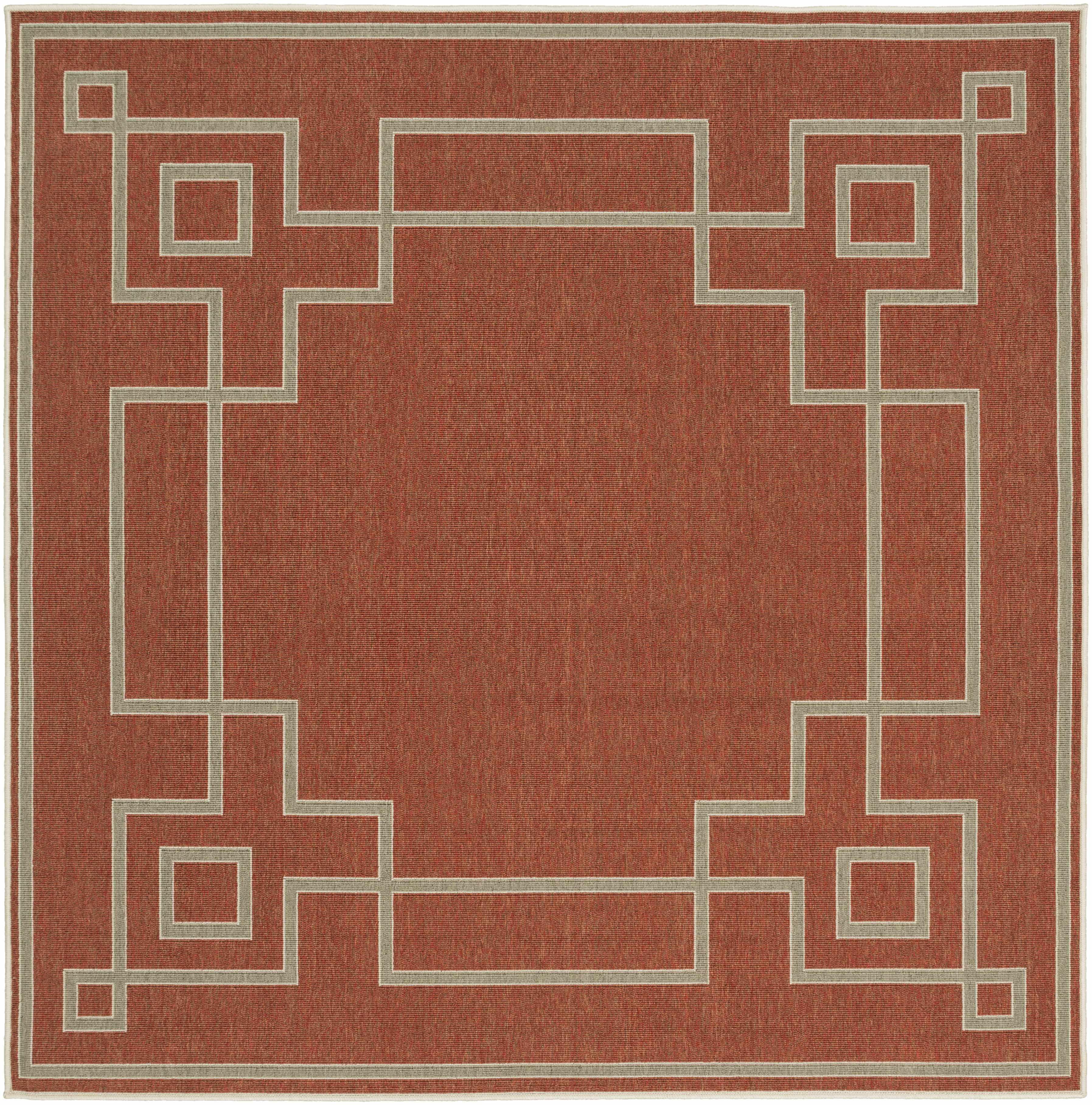 Amherst Machine Woven Geometric Rust Red Area Rug