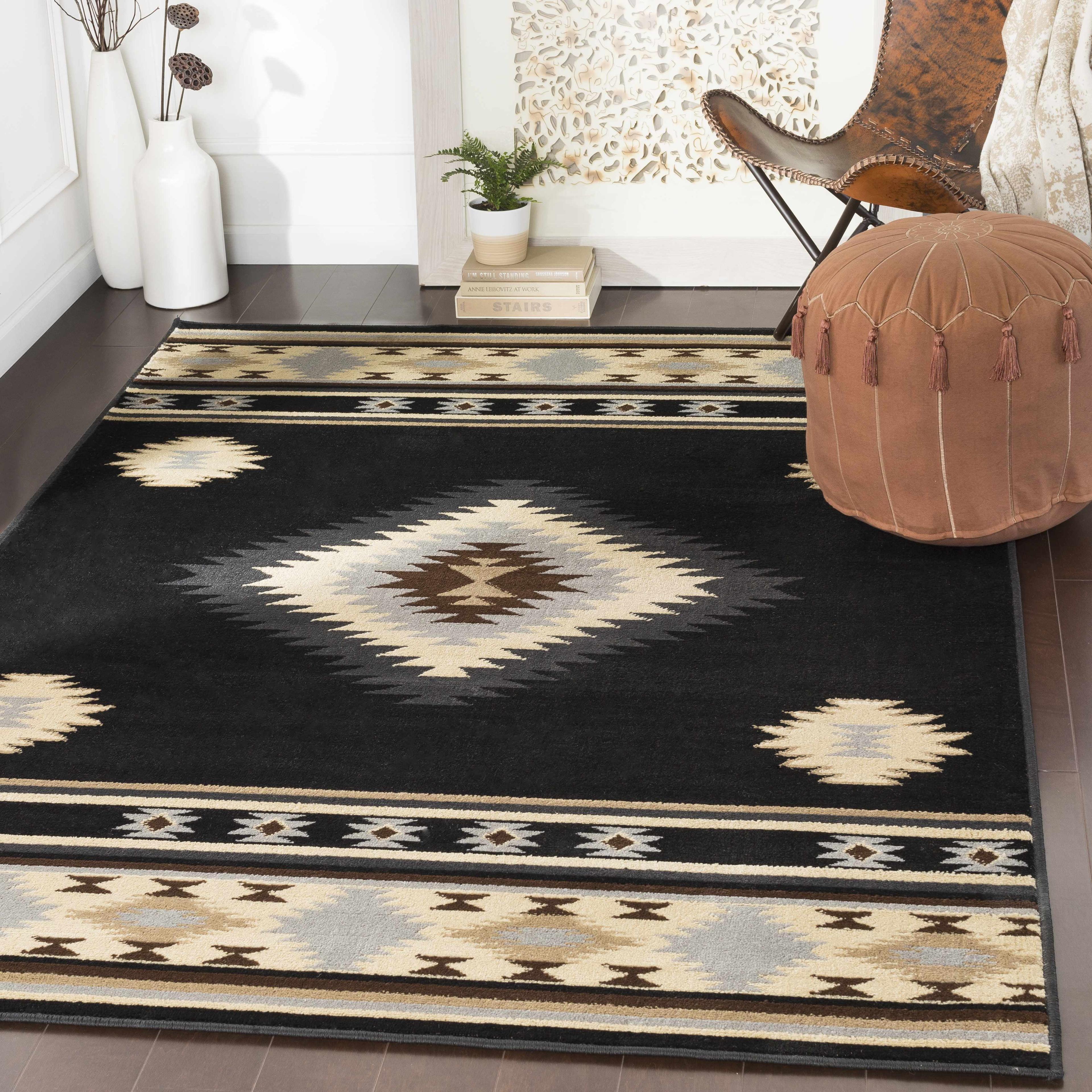 Hauteloom Rectangle Area Rug Black