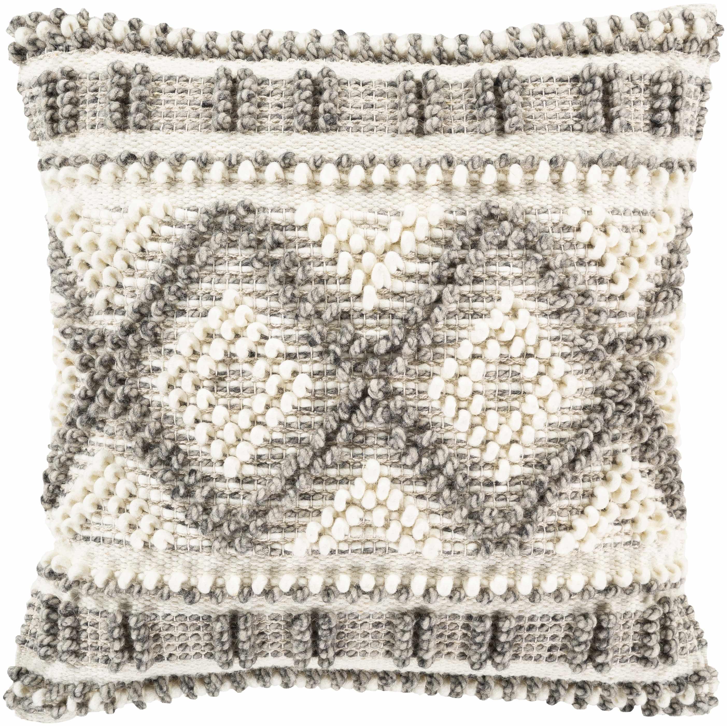 Sagamore Cream Trellis Wool & Cotton Square Throw Pillow