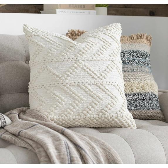 Sumiton Cream Cotton Handwoven 22" Square Pillow Cover
