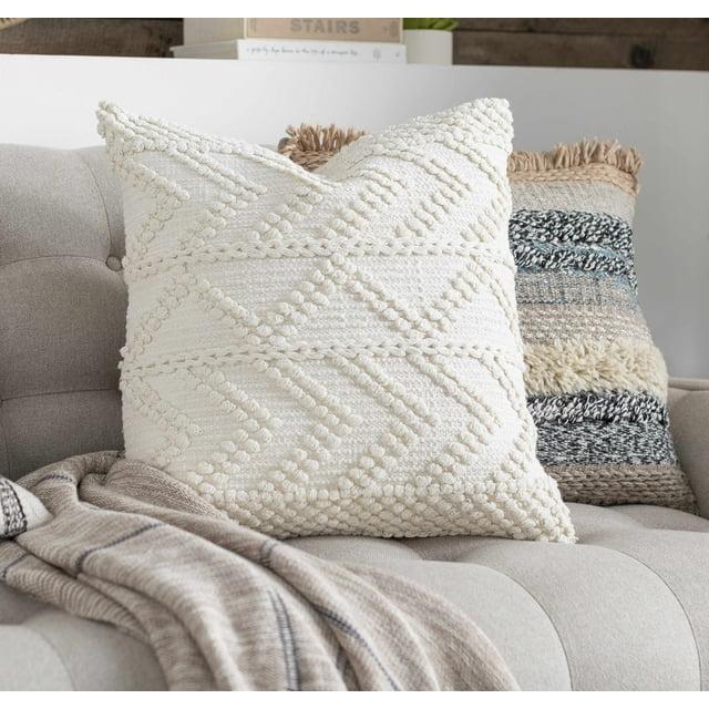 Sumiton Cream Cotton Handwoven 22" Square Pillow Cover