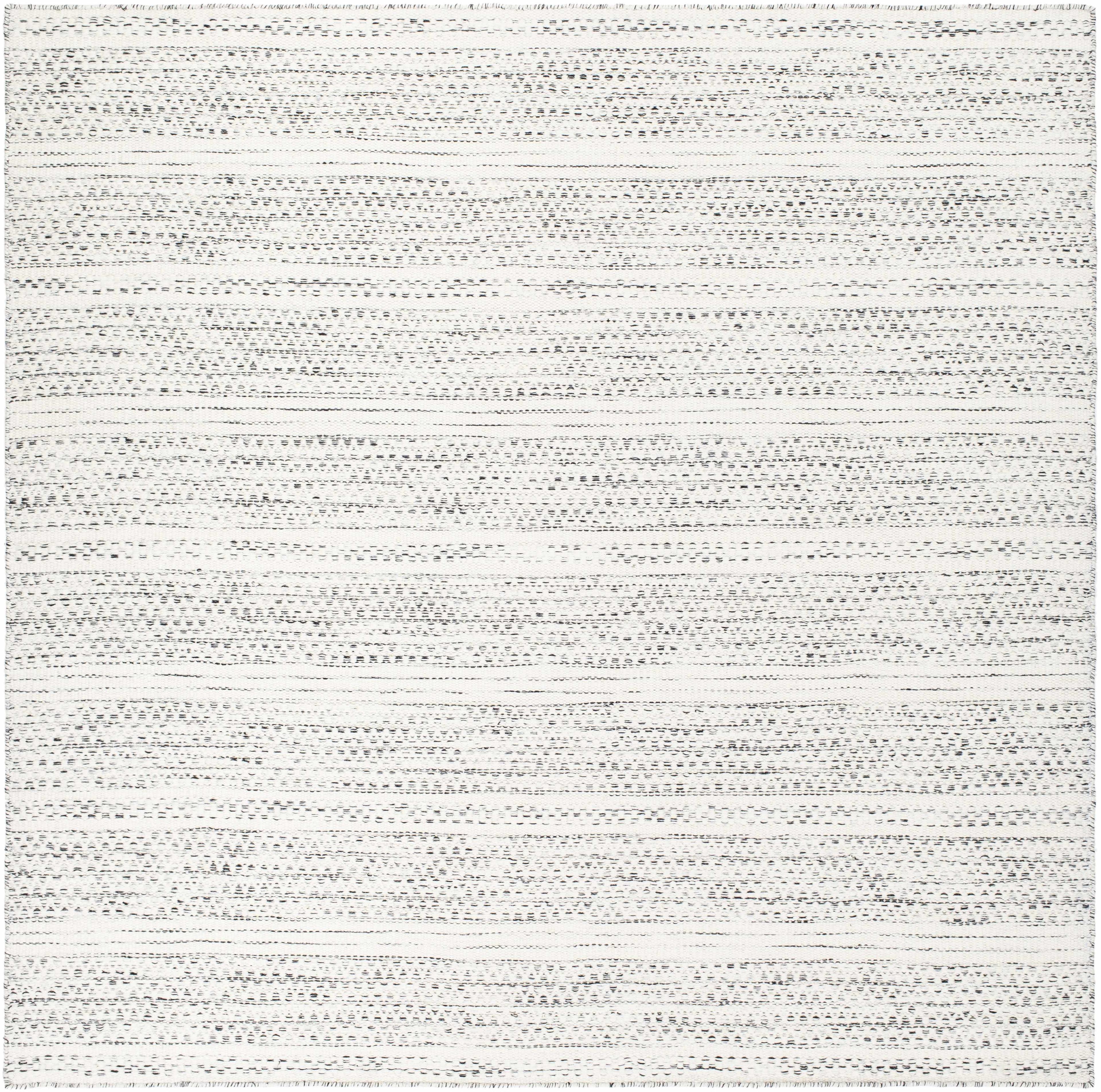 Williford Black and Cream Handwoven Wool 8' Square Rug