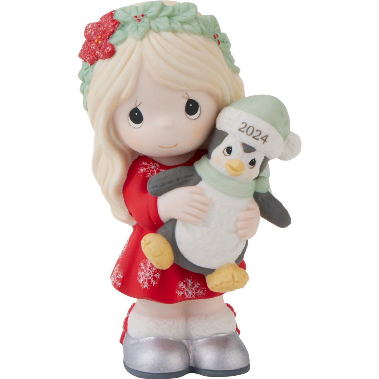 2024 Red Dress Porcelain Winter Figurine with Penguin