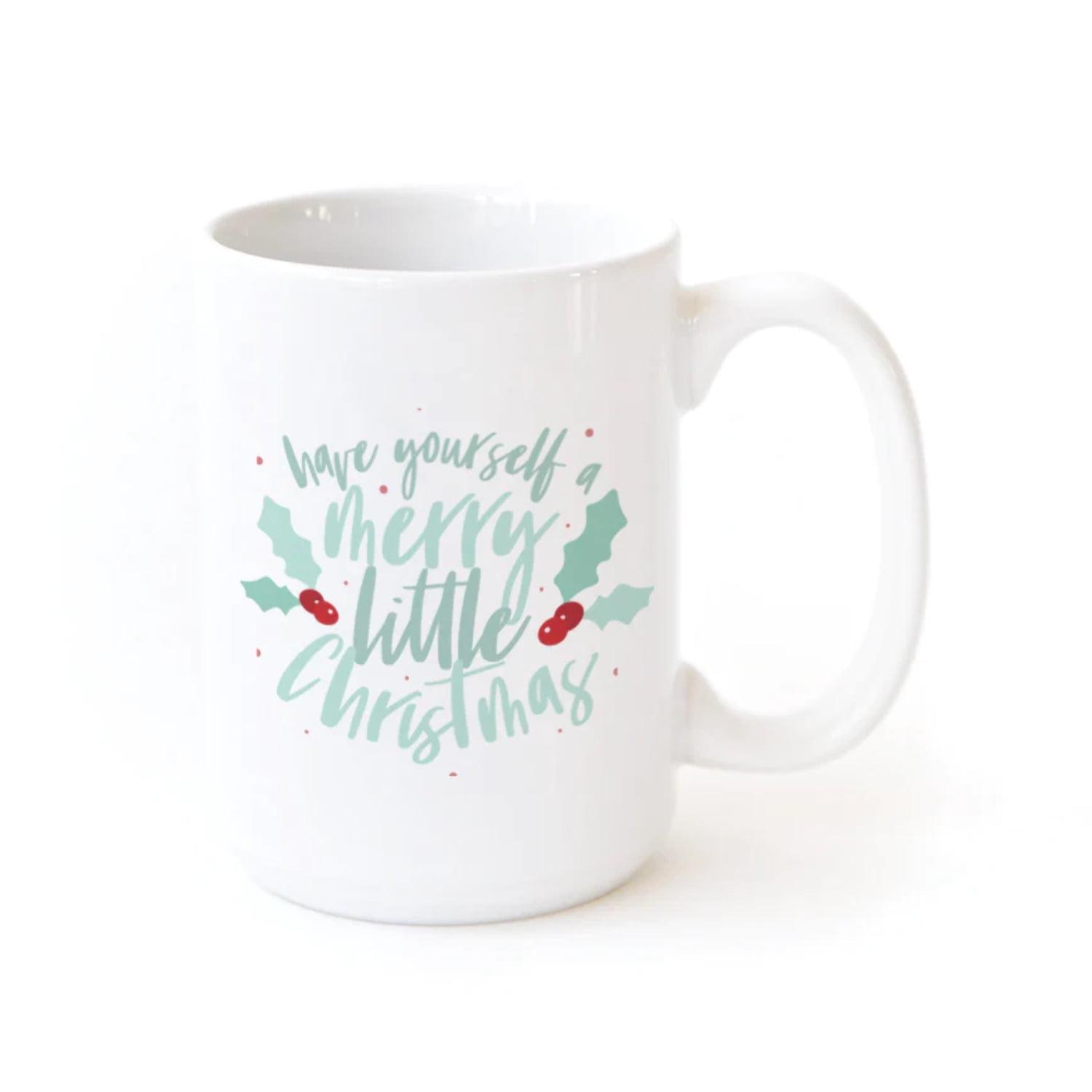 White Ceramic Christmas Coffee Mug with Festive Design