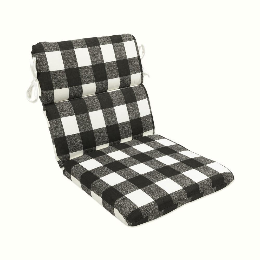 Anderson Rounded Corners Outdoor Chair Cushion Black - Pillow Perfect: Weather-Resistant Patio Seat with Ties