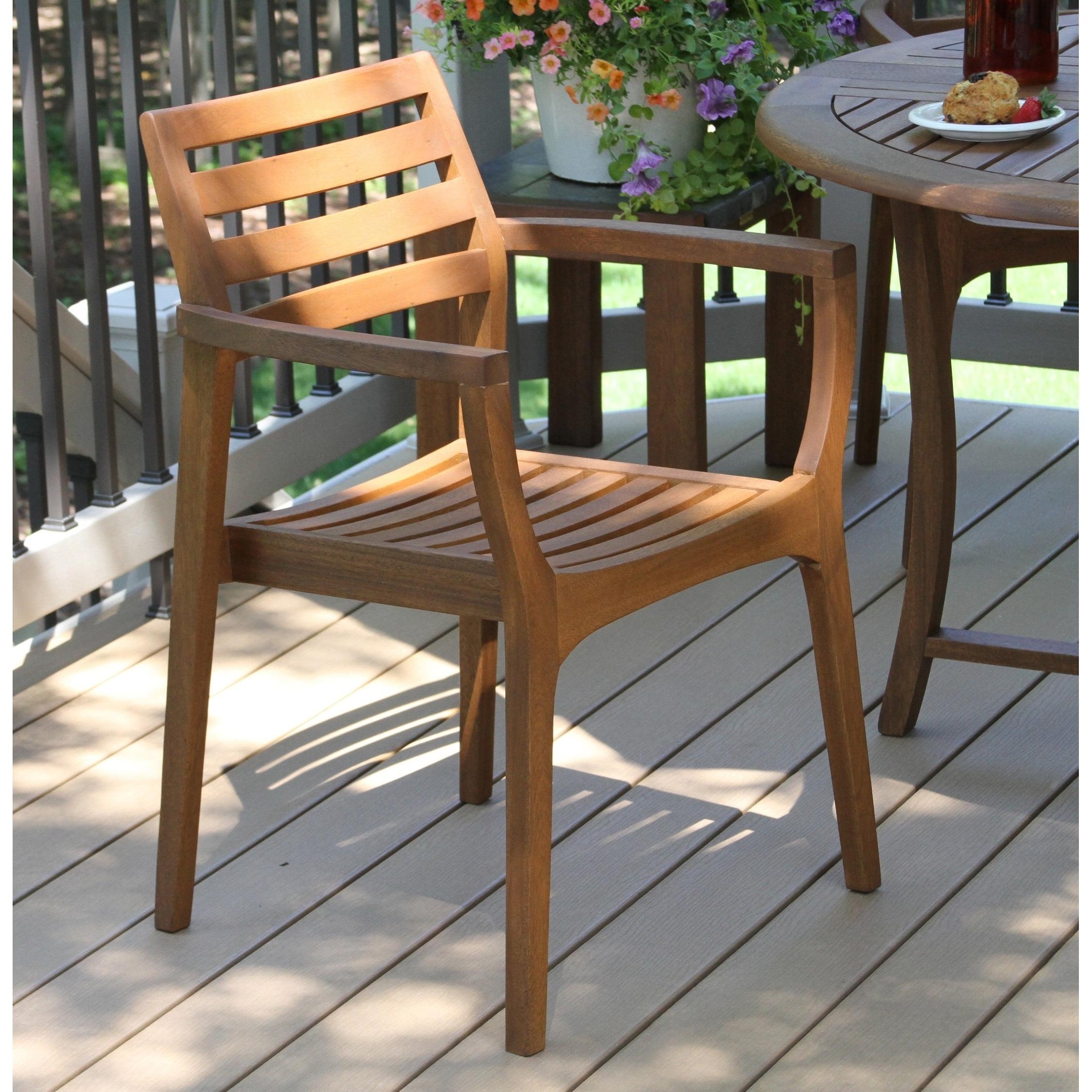 Eucalyptus Umber Brown Stacking Dining Chairs, Set of 4