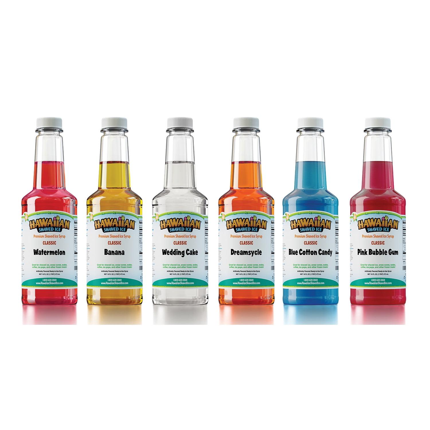 Hawaiian Shaved Ice Snow Cone Syrup  - The Summertime Pack - 6 Pack (16 fl oz each)