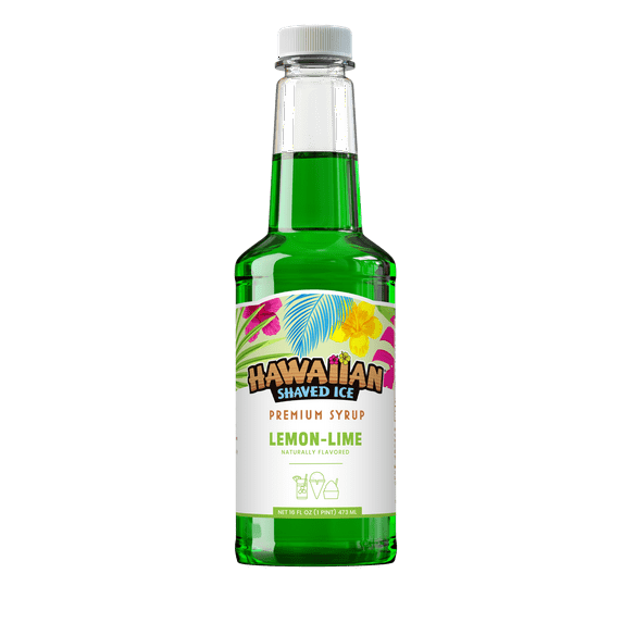 Hawaiian Shaved Ice Snow Cone Syrup, Lemon-Lime Flavor, Shelf-Stable, 1 Pint
