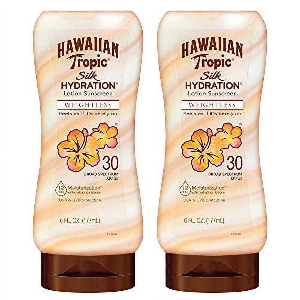 Hawaiian Tropic SPF 30 Broad Spectrum Sunscreen, Hydration Weightless Moisturizing Sunscreen Lotion, 6 Fl Oz, Twin Pack