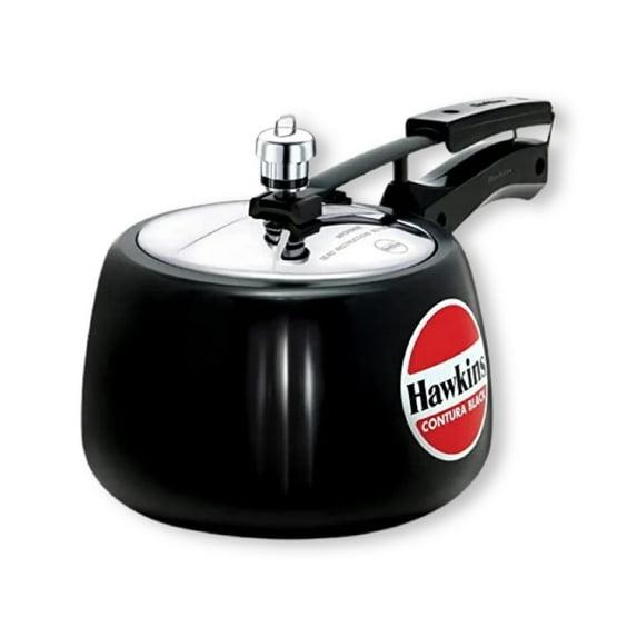 Hawkins 3L Hard Anodized Pressure Cooker: Aluminum, Locking Lid, Cool Touch Handle, Hand Wash, Black