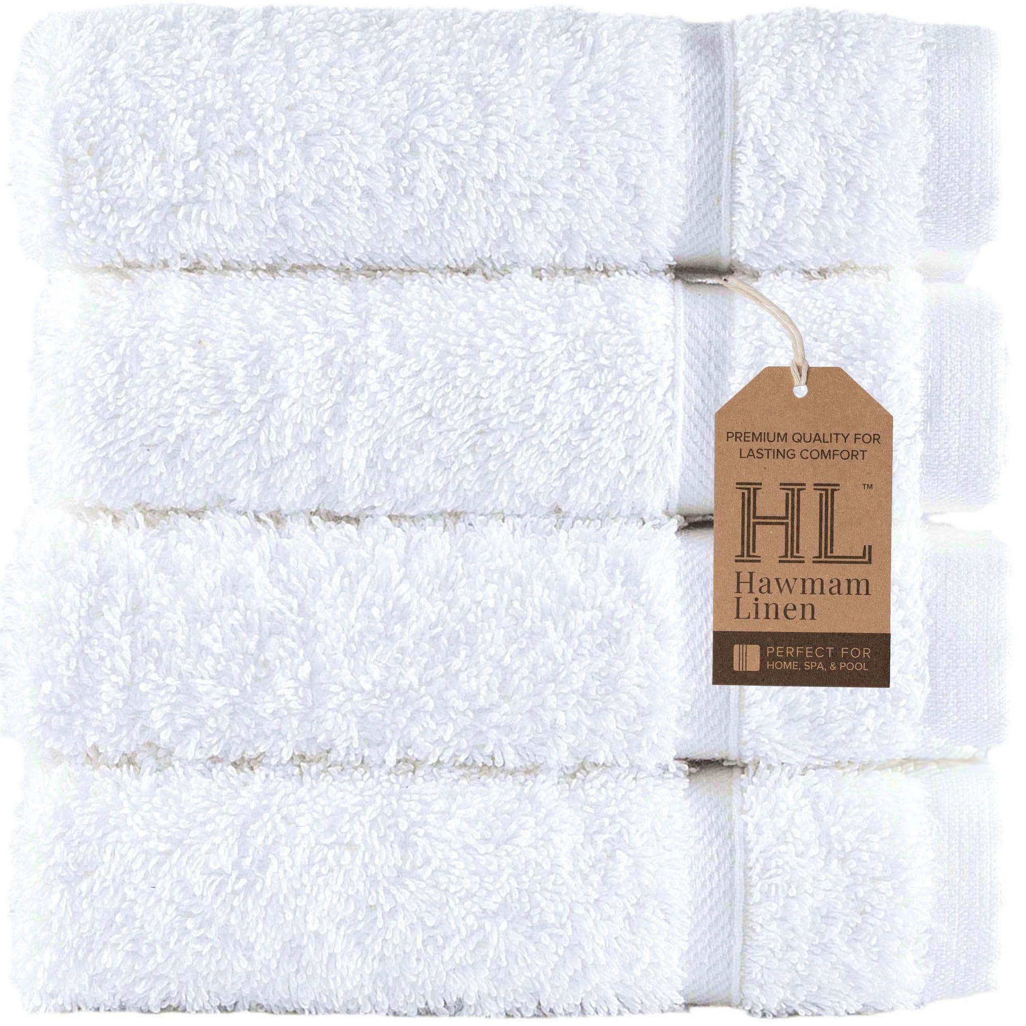 Hawmam Linen Washcloth Linen Set Original Turkish Cotton, Maximum Softness & Absorbency Face Towels for Kitchen & Cleaning (White)