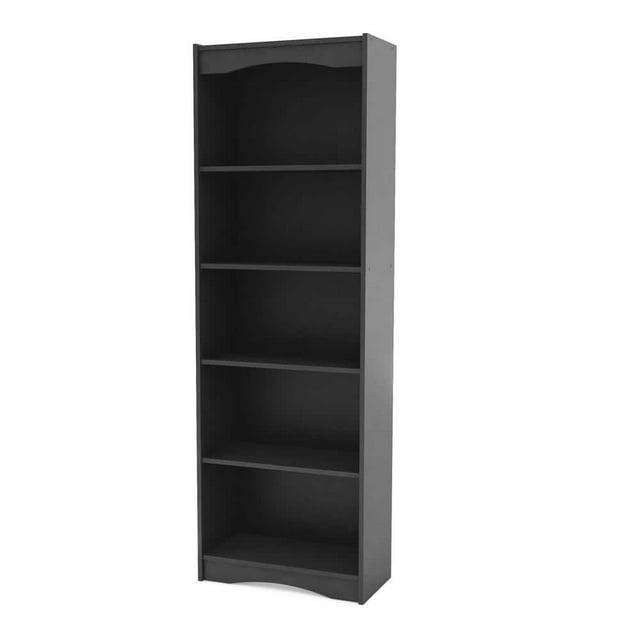 72" Tall Hawthorn Bookshelf Black - CorLiving: Modern Laminated Particle Board with 5 Adjustable Shelves