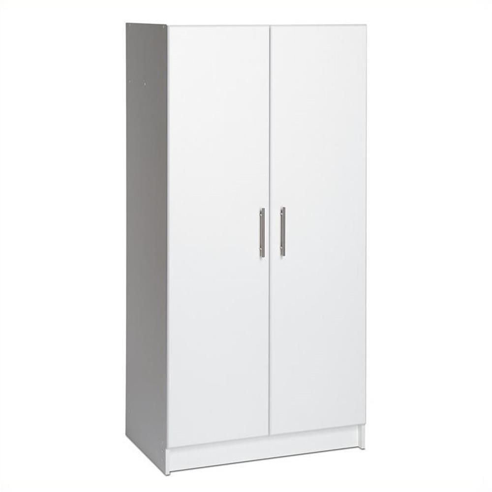 White Composite Wood Garage Cabinet with Adjustable Shelving