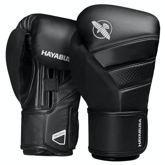 Hayabusa T3 Boxing Gloves for Men and Women Wrist and Knuckle Protection, Dual-X Hook and Loop Closure, Splinted Wrist Support, 5 Layer Foam Knuckle Padding - Black, 18 oz