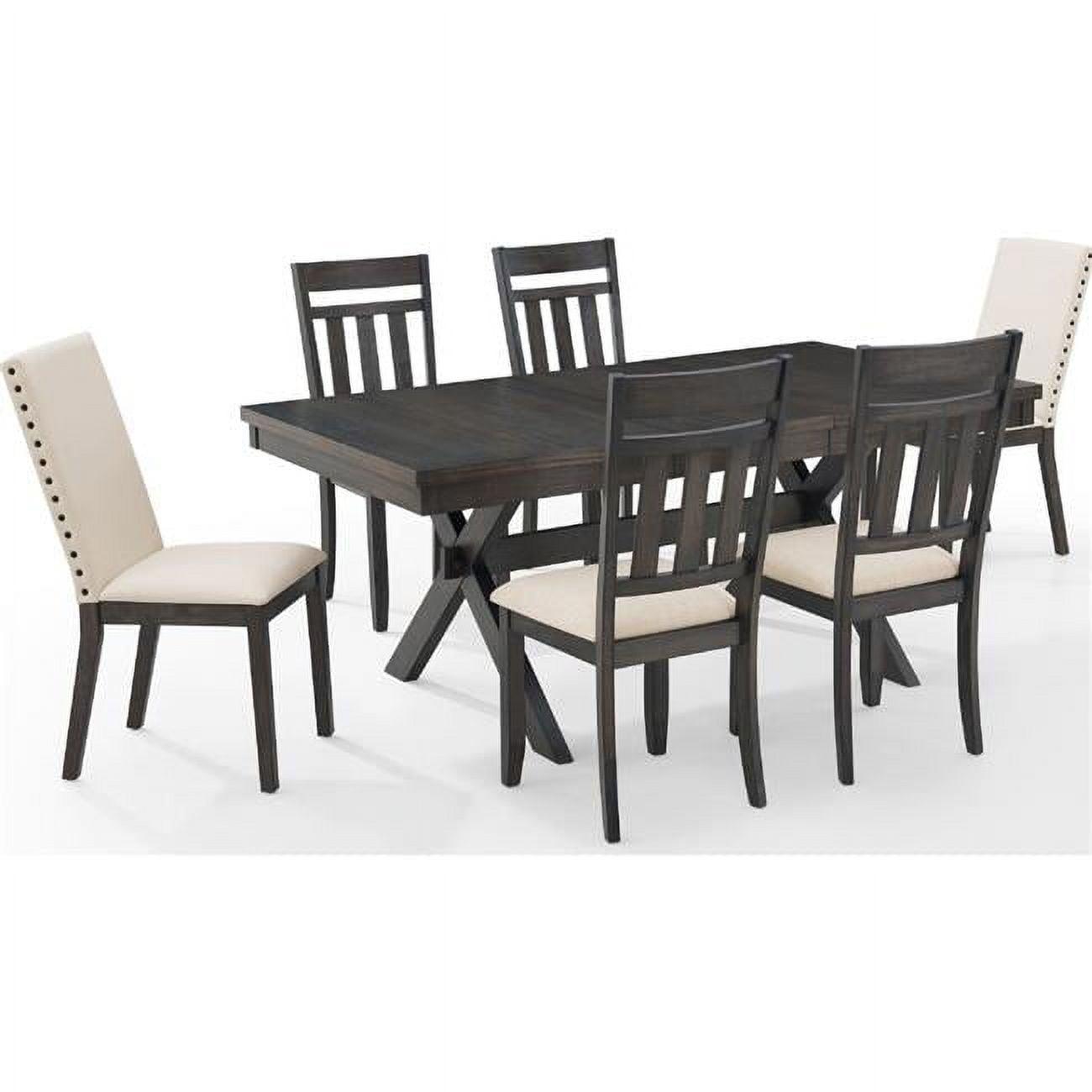 Hayden 7-Piece Slate and Cream Farmhouse Dining Set