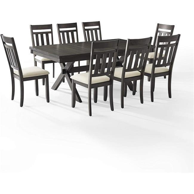 Hayden 9-Piece Slate and Cream Wood Dining Set with Extension Leaf