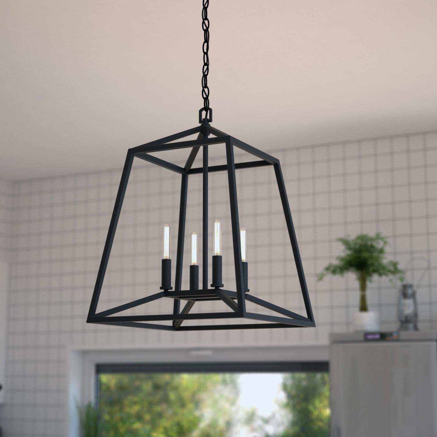 VAXCEL Hayes Black Farmhouse Mini Pendant Cage Lantern Ceiling Light, 16 inch