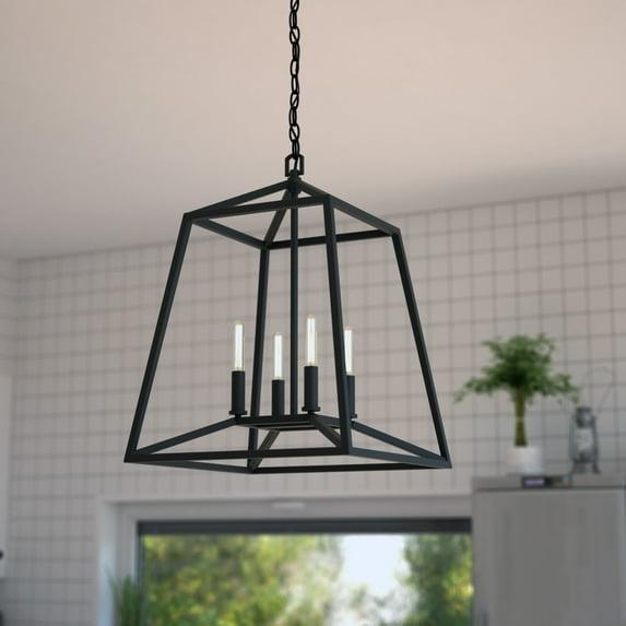 VAXCEL Hayes Black Farmhouse Mini Pendant Cage Lantern Ceiling Light, 16 inch