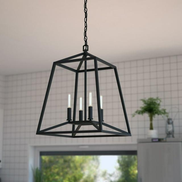VAXCEL Hayes Black Farmhouse Mini Pendant Cage Lantern Ceiling Light, 16 inch
