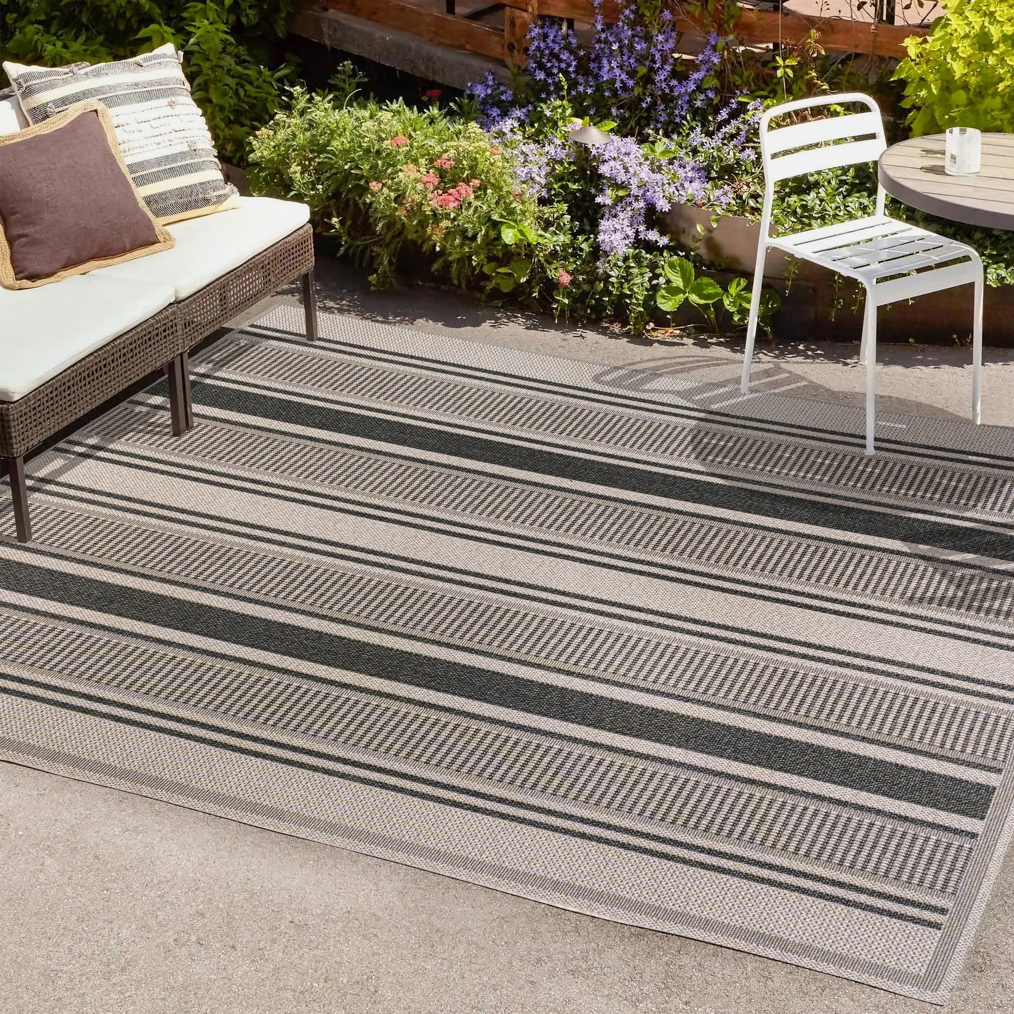 Haynes Modern Double Stripe Indoor/Outdoor Area Rug - JONATHAN Y